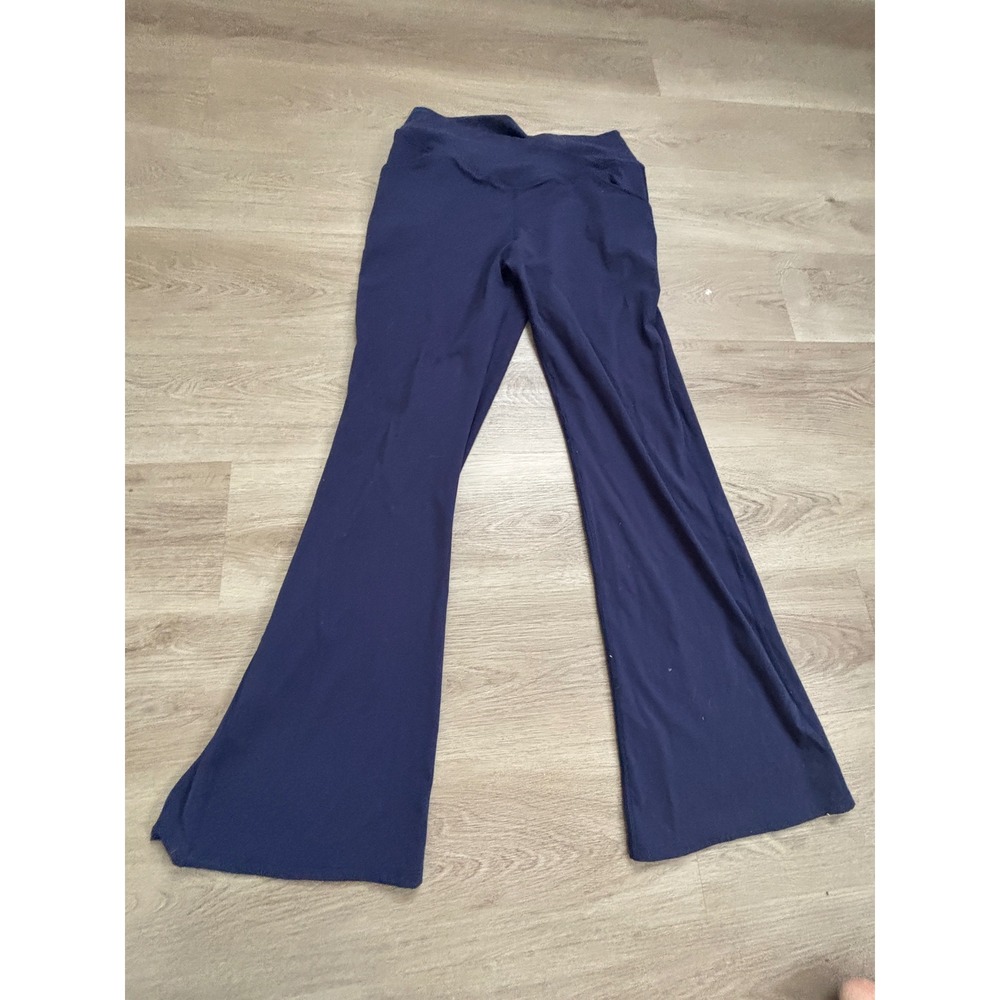 Navy Blue High Waisted Flare Yoga Pants with Side Pocket XXL